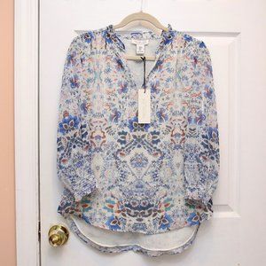 Rachel Zoe Peasant Sheer and Shimmery Blouse (M)